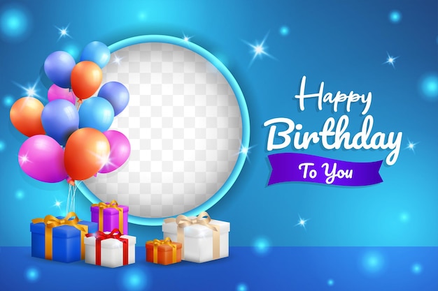 Vector happy birthday background design with realistic balloons