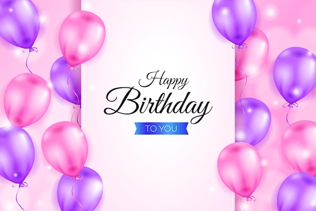 happy birthday background design with realistic balloons