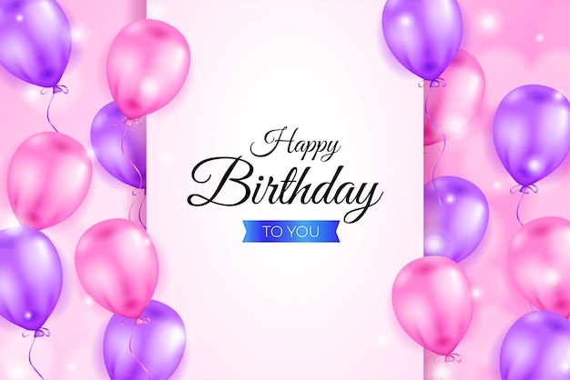 Vector happy birthday background design with realistic balloons