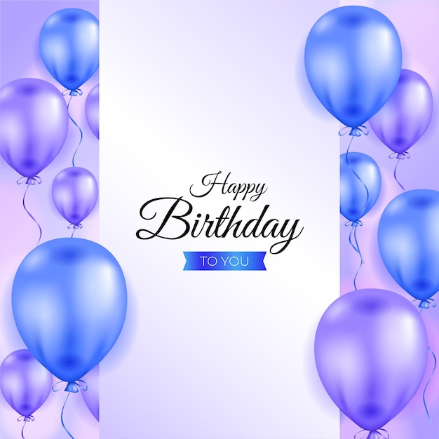 Happy birthday background design with realistic balloons