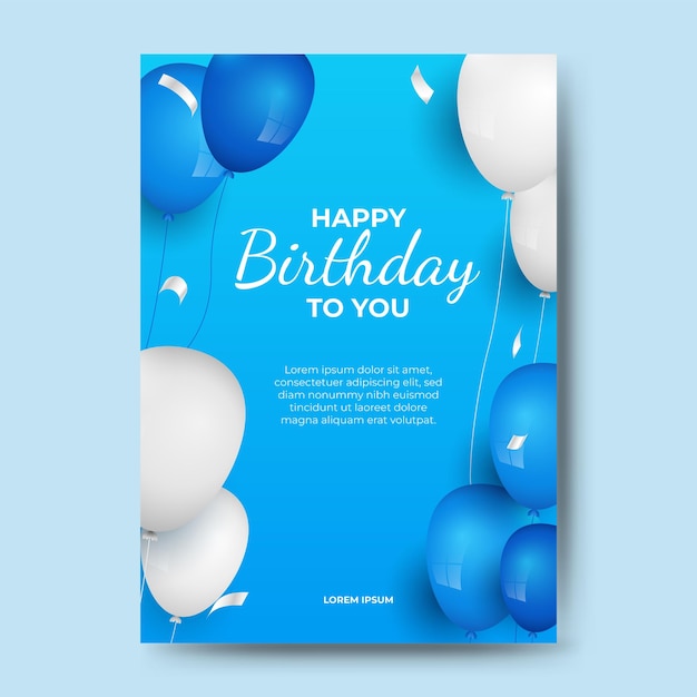 happy birthday background greeting card and design template with balloon decoration