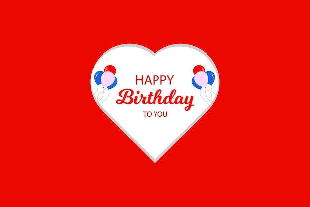 Vector happy birthday background template design with balloons and heart shape.