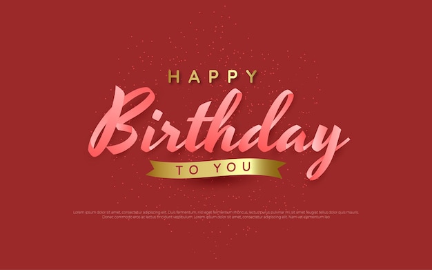 Happy birthday background with 3d lettering on a red background