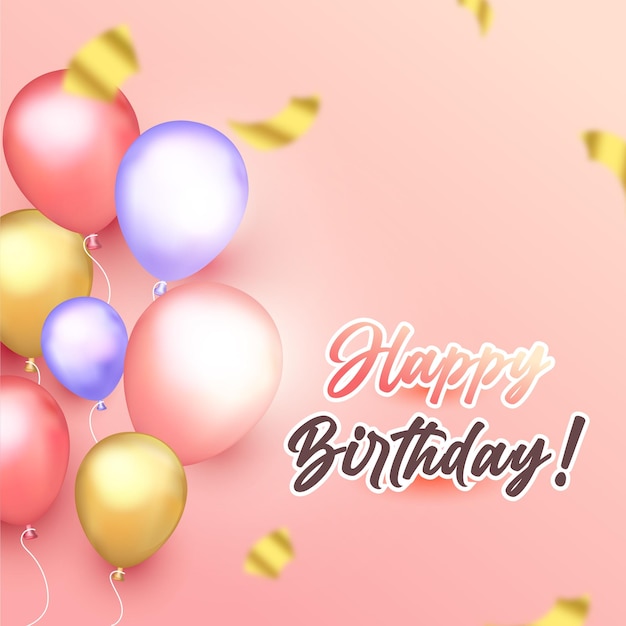 Premium Vector | Happy birthday background with ballon and confetti