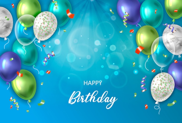 Vector happy birthday background with balloons.