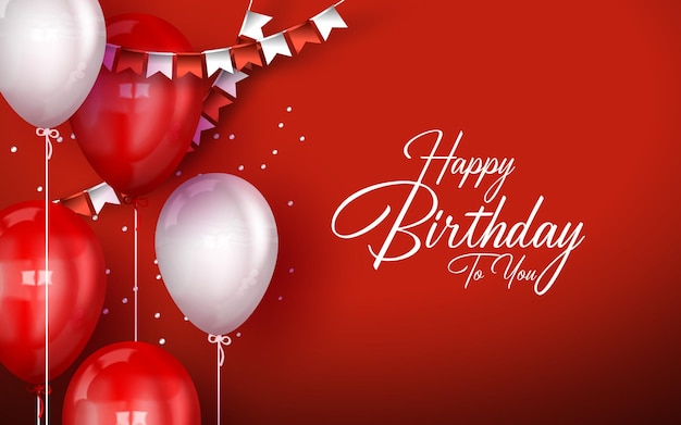 Free Vector  Happy birthday red background