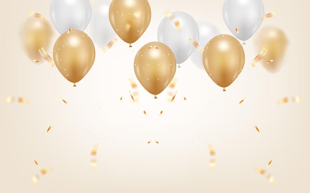 Happy birthday background with realistic balloon