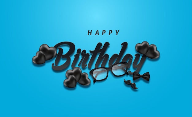 Vector happy birthday background with some black balloons