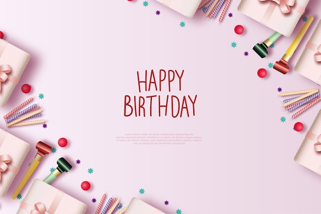 Happy birthday background with a three dimensional gift box