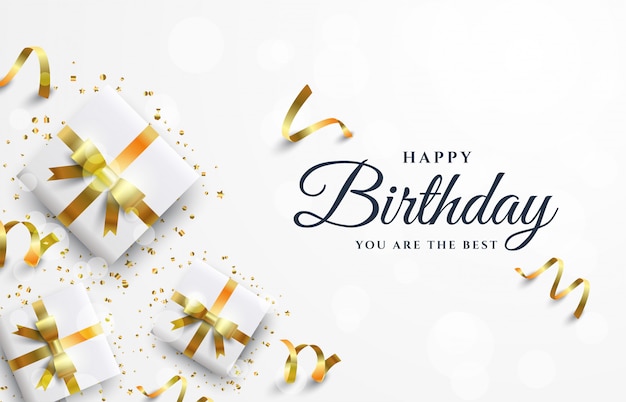 Happy birthday background with white gift box.