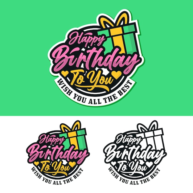 Happy birthday badge label sticker collection