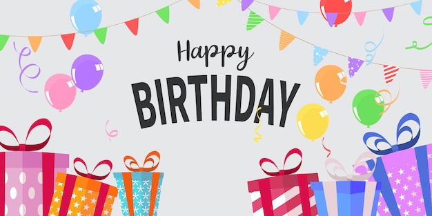 생일 축하 풍선 색종이 다채로운 인사말 카드