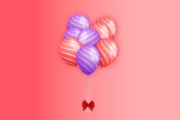 ピンクと紫で設定されたお誕生日おめでとう風船