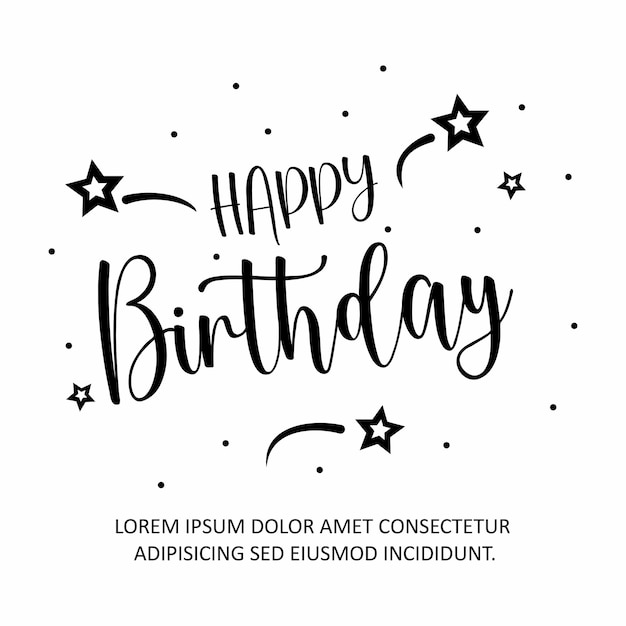 happy birthday banner black and white promotion social media Instagram post banner template PNG