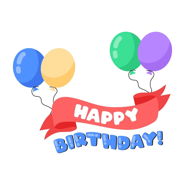 풍선과 생일 축하라는 단어가 있는 생일 축하 배너.