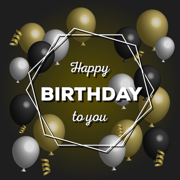 Happy birthday black and gold card