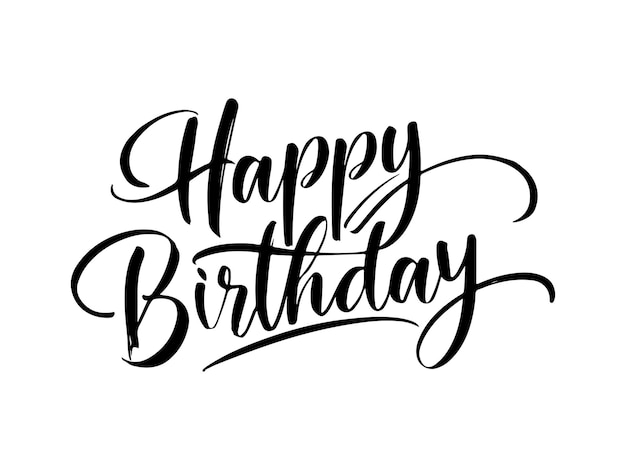 생일 축하 검은 스타일리시 텍스트 터 브러시 캘리그라피