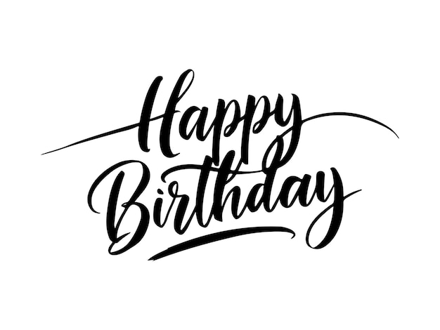 생일 축하 검은 스타일리시 텍스트 터 브러시 캘리그라피