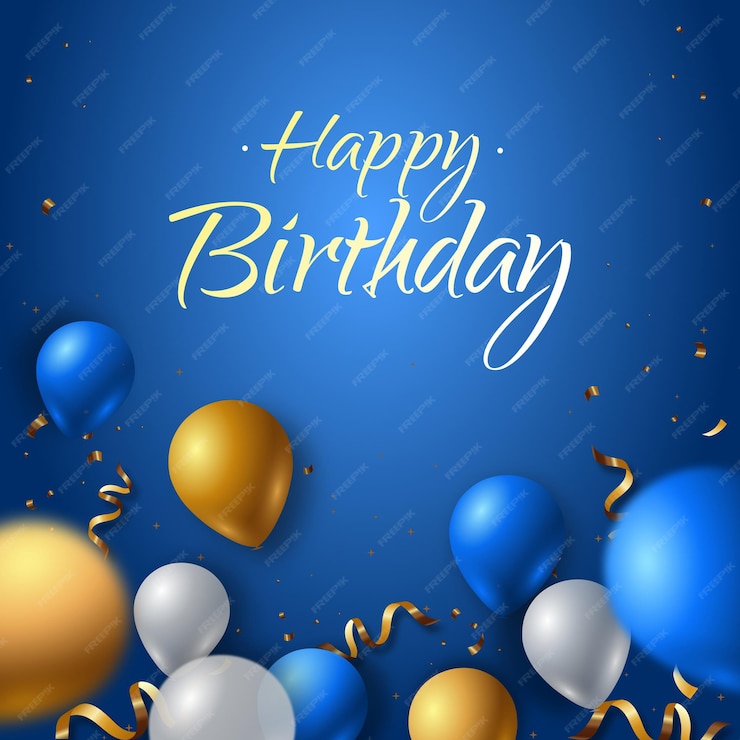 Premium Vector | Happy birthday blue background with balloons and sign