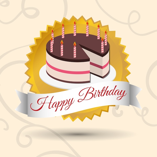 Happy birthday cake candles stamp