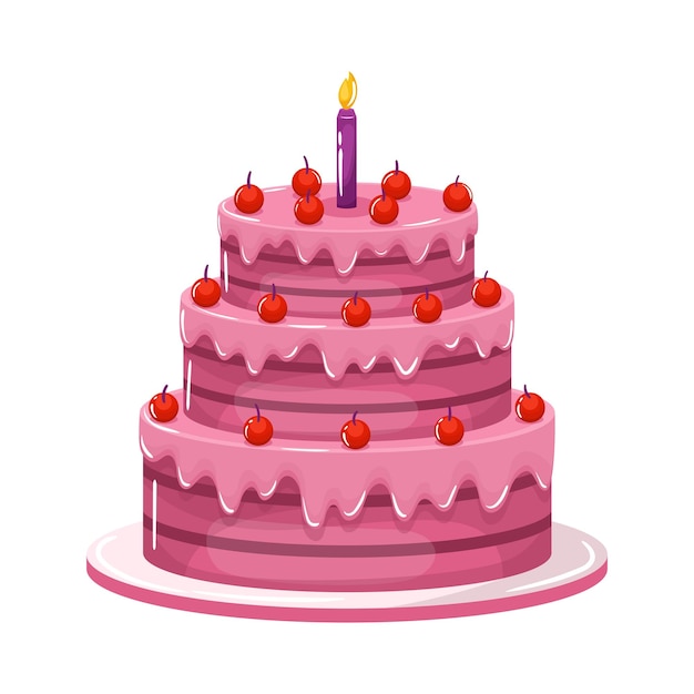 Premium Vector  Happy birthday cake cartoon cake for celebration or  anniversary