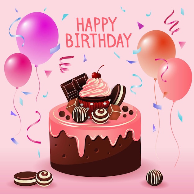 Happy birthday cake illustration