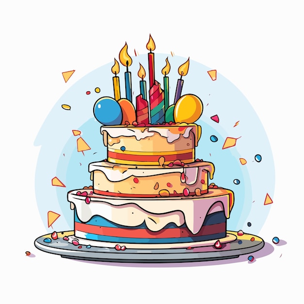 happy birthday cake a simple cartoon illustration