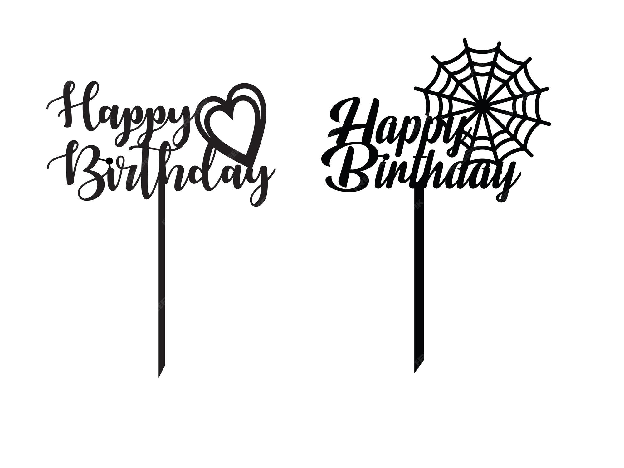 Premium Vector | Happy birthday cake topper laser cut file