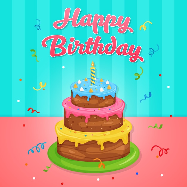 Premium Vector | Happy birthday cake