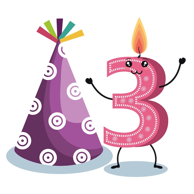 happy birthday candle number character 