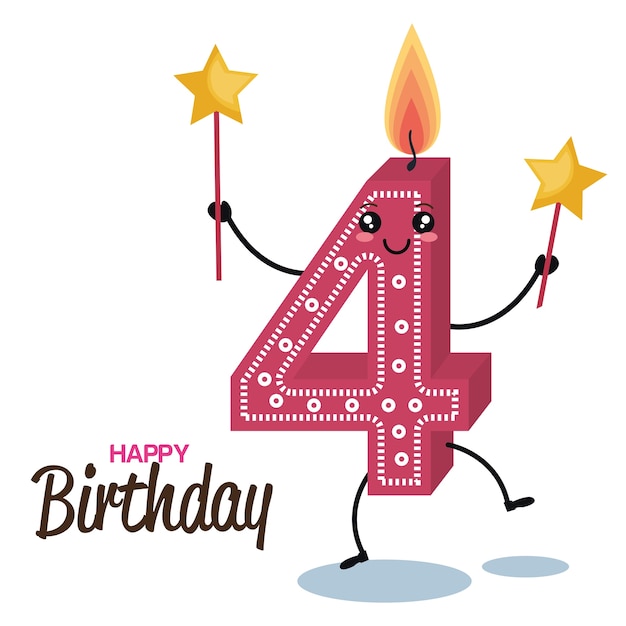 happy birthday candle number character 