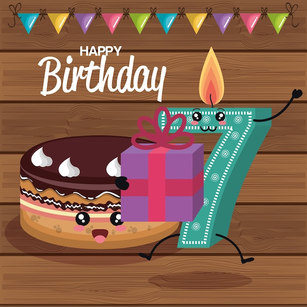 Vector happy birthday candle number character