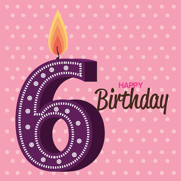 Vector happy birthday candle number character