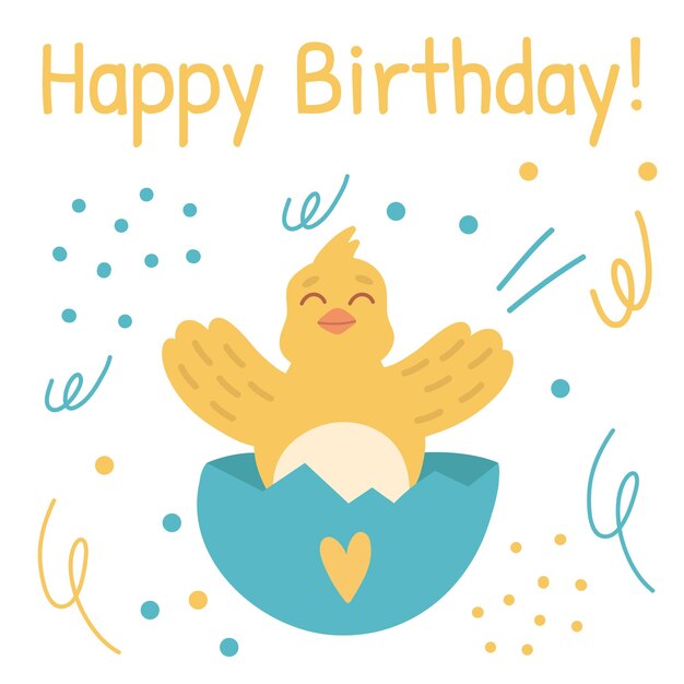 Vector happy birthday card. baby birthday card.