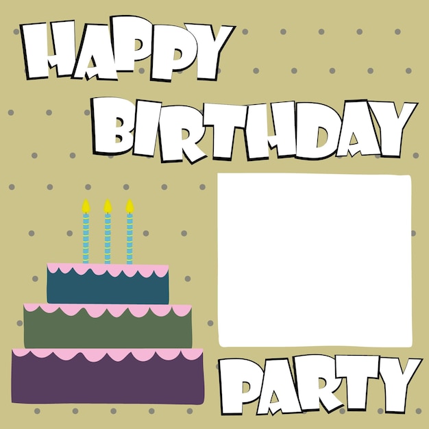 happy birthday card Birthday cake Vector IllustrationColorf ul birthday Place for text