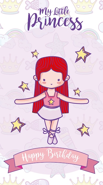 Happy birthday card cute girl ballet dancer 