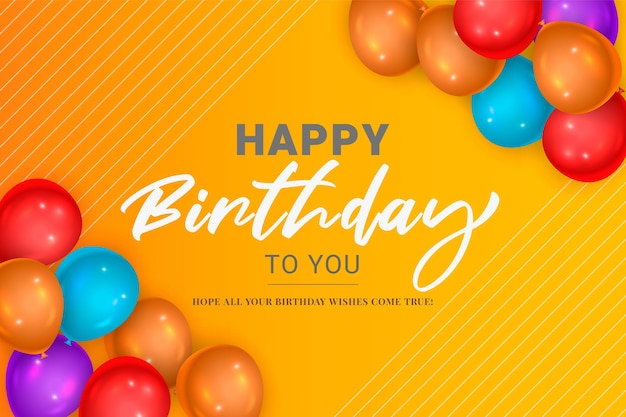 생일 축하 카드 디자인과 다채로운 풍선