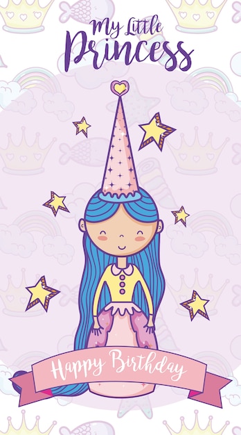 Vector happy birthday card for girls