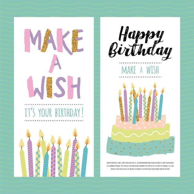 Vector happy birthday card invitation