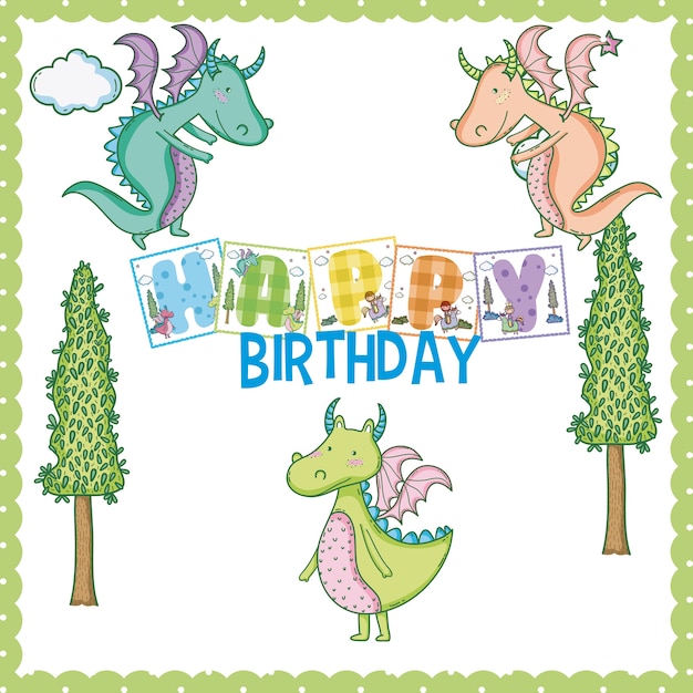 Vector happy birthday card for little boy