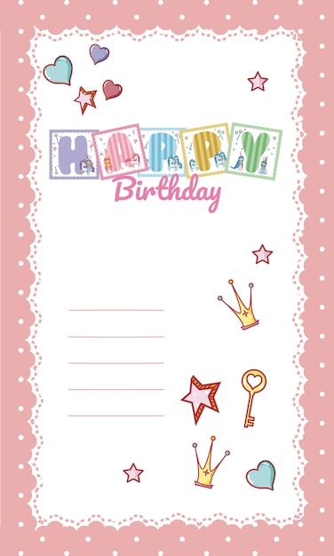 Vector happy birthday card for little girl