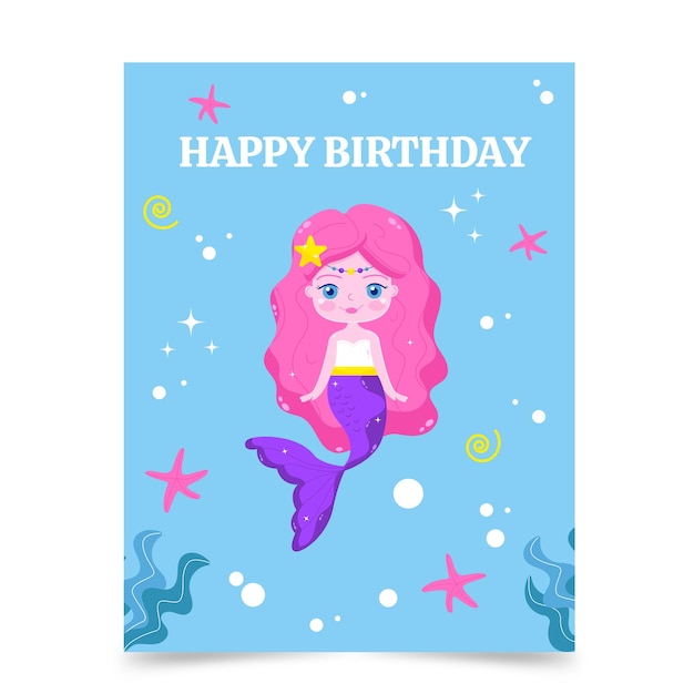 Vector happy birthday card mermaid vector