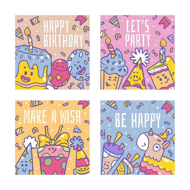 Vector happy birthday card template collection