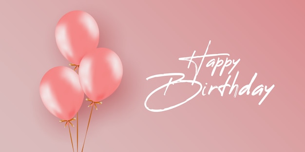 Modello di carta di buon compleanno con palloncini