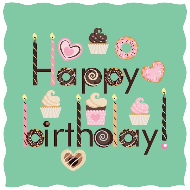 Vector happy birthday card title