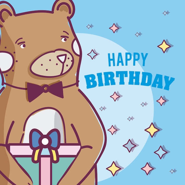 Card di buon compleanno con orso