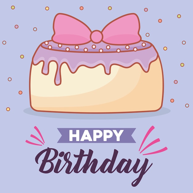 Happy birthday card with birthday cake icon 