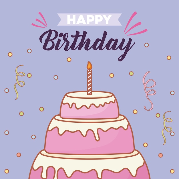 Premium Vector | Happy birthday card with birthday cake with candles