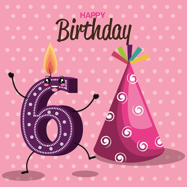 Vector happy birthday card with candle number