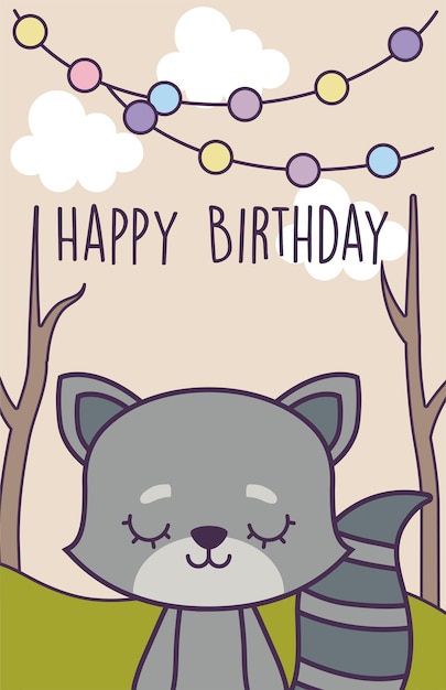 Card di buon compleanno con simpatico gatto